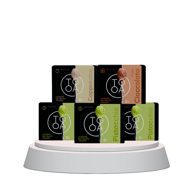 Kit 5 astucci Cappuccino, Cioccolato al latte e Pistacchio